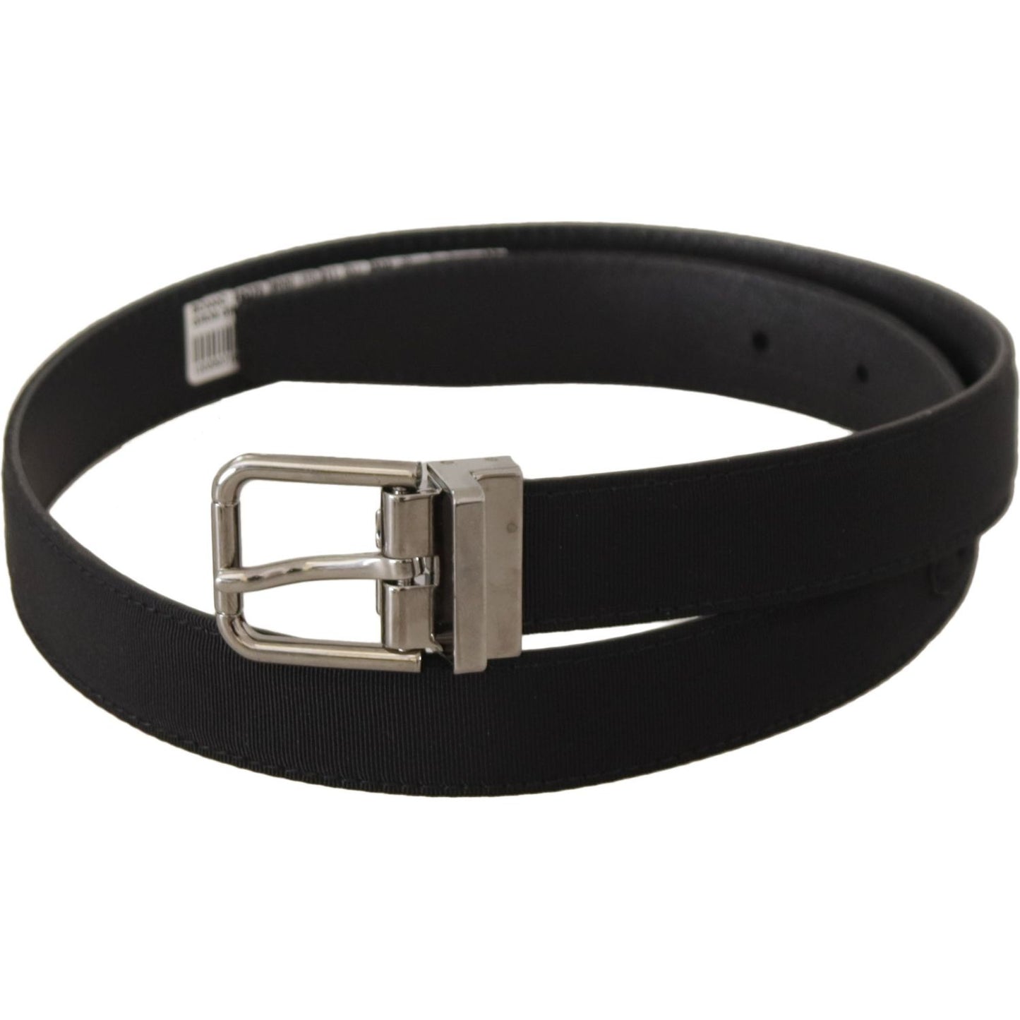 Dolce & Gabbana Black Canvas Leather Silver Tone Metal Buckle Belt BEL8650 - 70