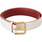 Dolce & Gabbana White Calf Leather Two-Toned Gold Metal Buckle Belt BEL8662 - 70