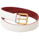 Dolce & Gabbana White Calf Leather Two-Toned Gold Metal Buckle Belt BEL8662 - 70