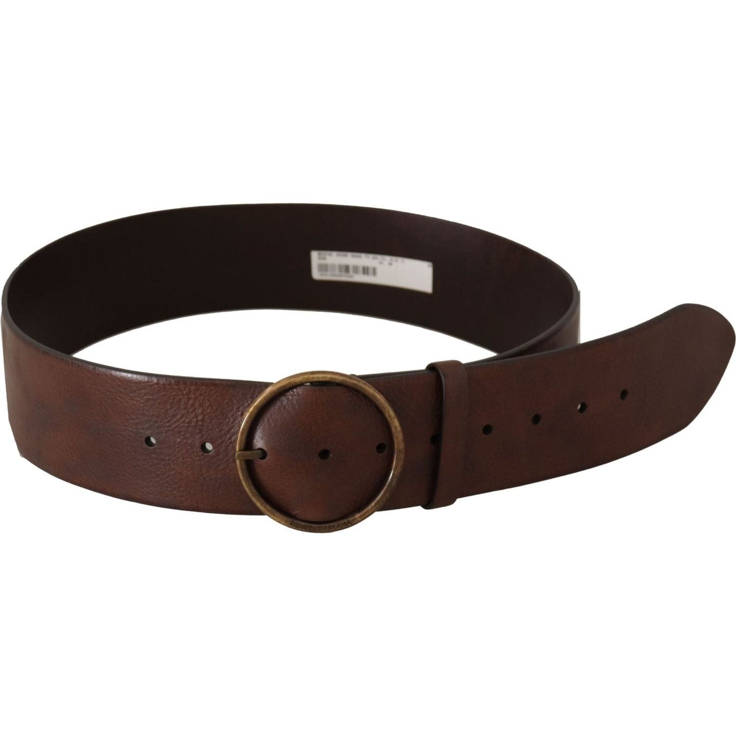 Dolce & Gabbana Dark Brown Wide Waist Leather Metal Round Buckle Belt BEL8727 - 90