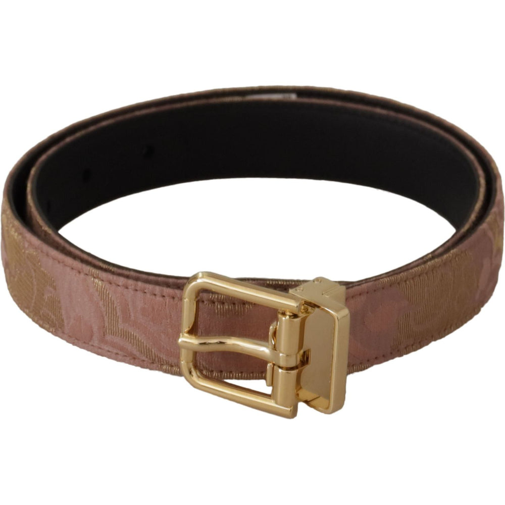 Dolce & Gabbana Rose Gold Leather Logo Engraved Metal Buckle Belt WMB109 - 75