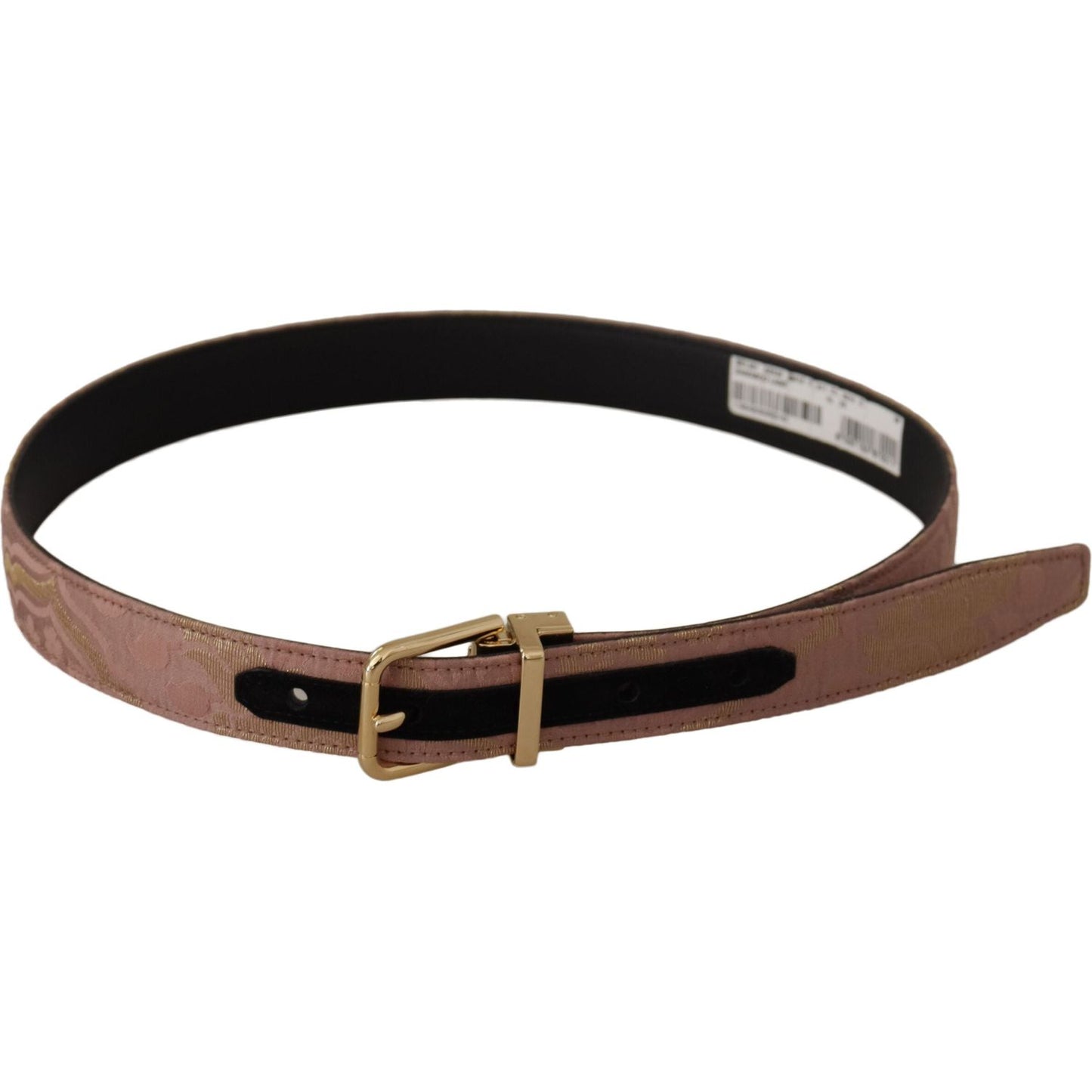 Dolce & Gabbana Rose Gold Leather Logo Engraved Metal Buckle Belt WMB109 - 75