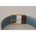 Dolce & Gabbana Multicolor Embroidered Leather Gold Metal Buckle Belt WMB111 - 70