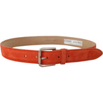 Dolce & Gabbana Orange Leather Suede Silver Logo Metal Buckle Belt WMB145 - 75