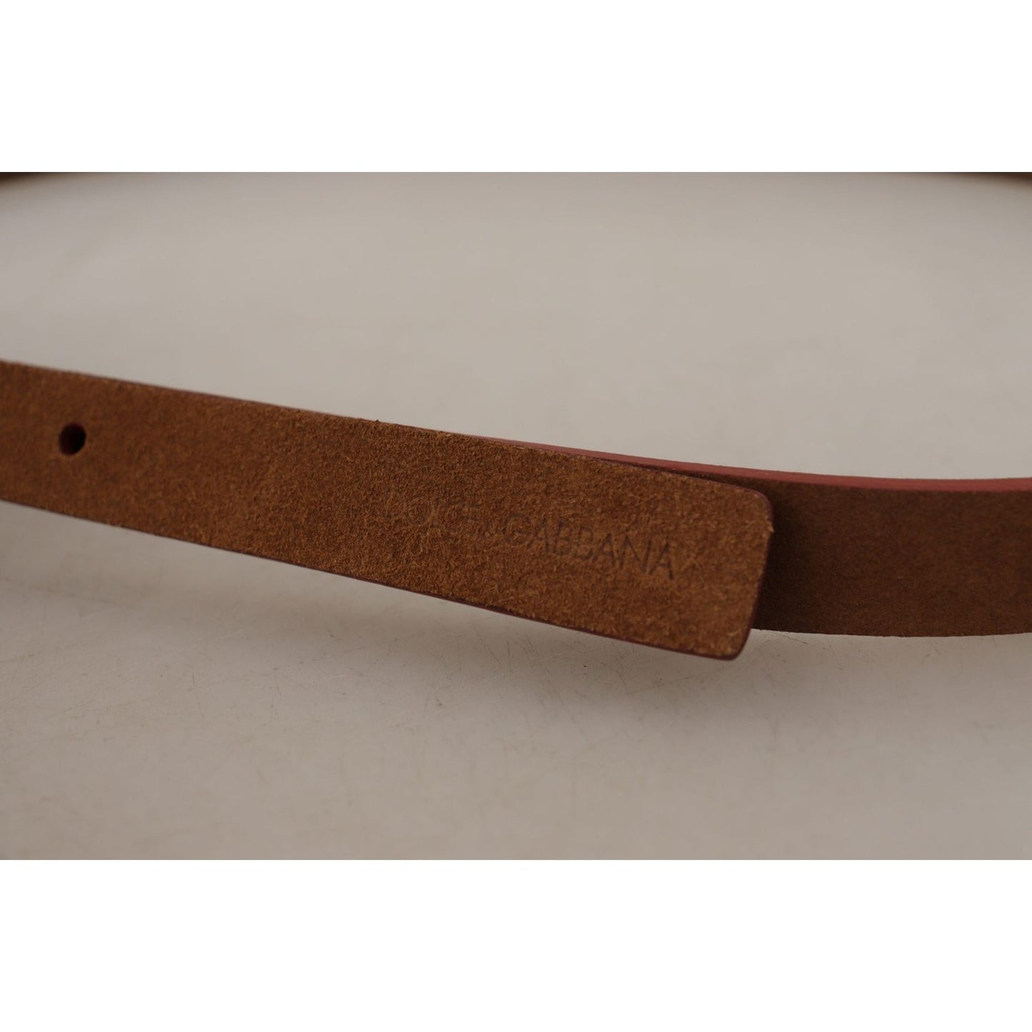 Dolce & Gabbana Brown Logo Engraved Metal Waist Buckle Belt WMB151 - 90