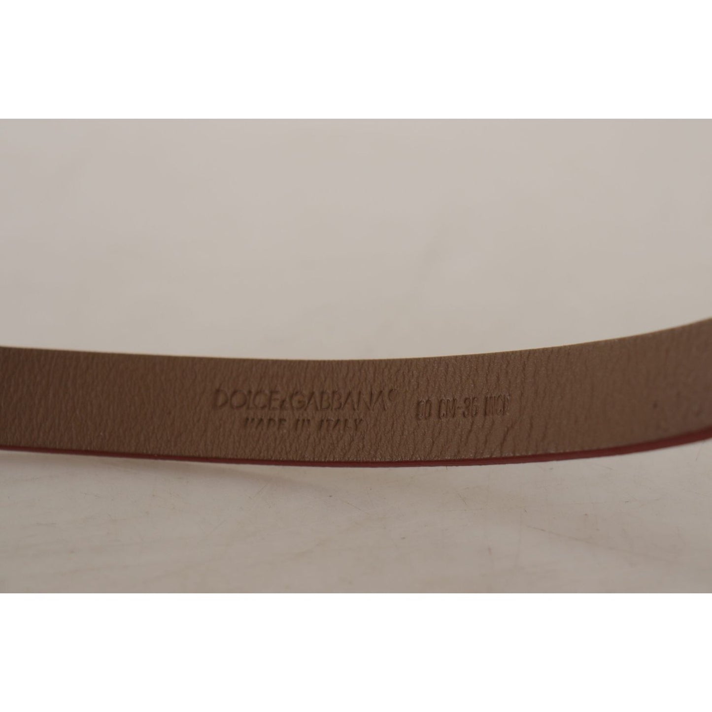 Dolce & Gabbana Brown Logo Engraved Metal Waist Buckle Belt WMB151 - 90