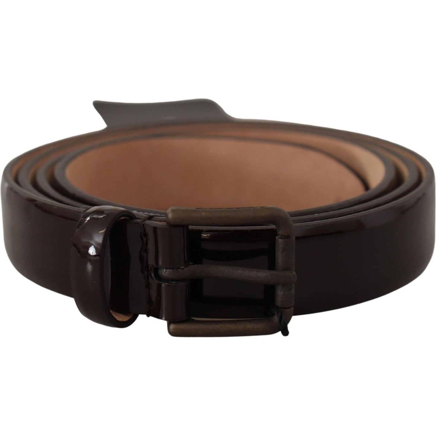 Dolce & Gabbana Black Patent Leather Logo Metal Waist Buckle Belt WMB153 - 90