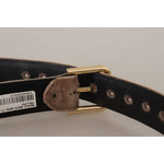 Dolce & Gabbana Light Brown Velvet Gold Tone Logo Metal Buckle Belt WMB162 - 65