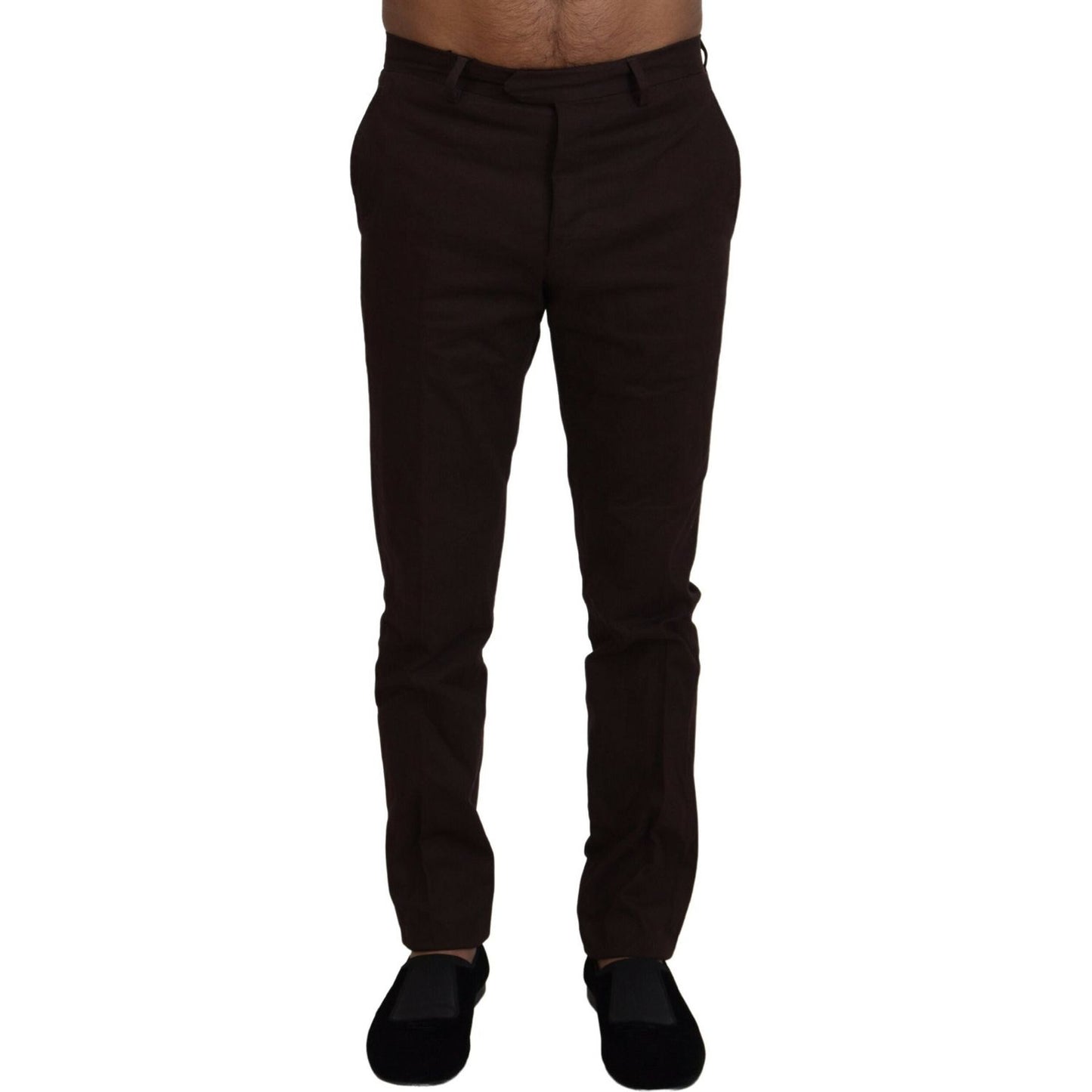 BENCIVENGA Brown Cotton Tapered Formal Men Pants PAN71363 - 48