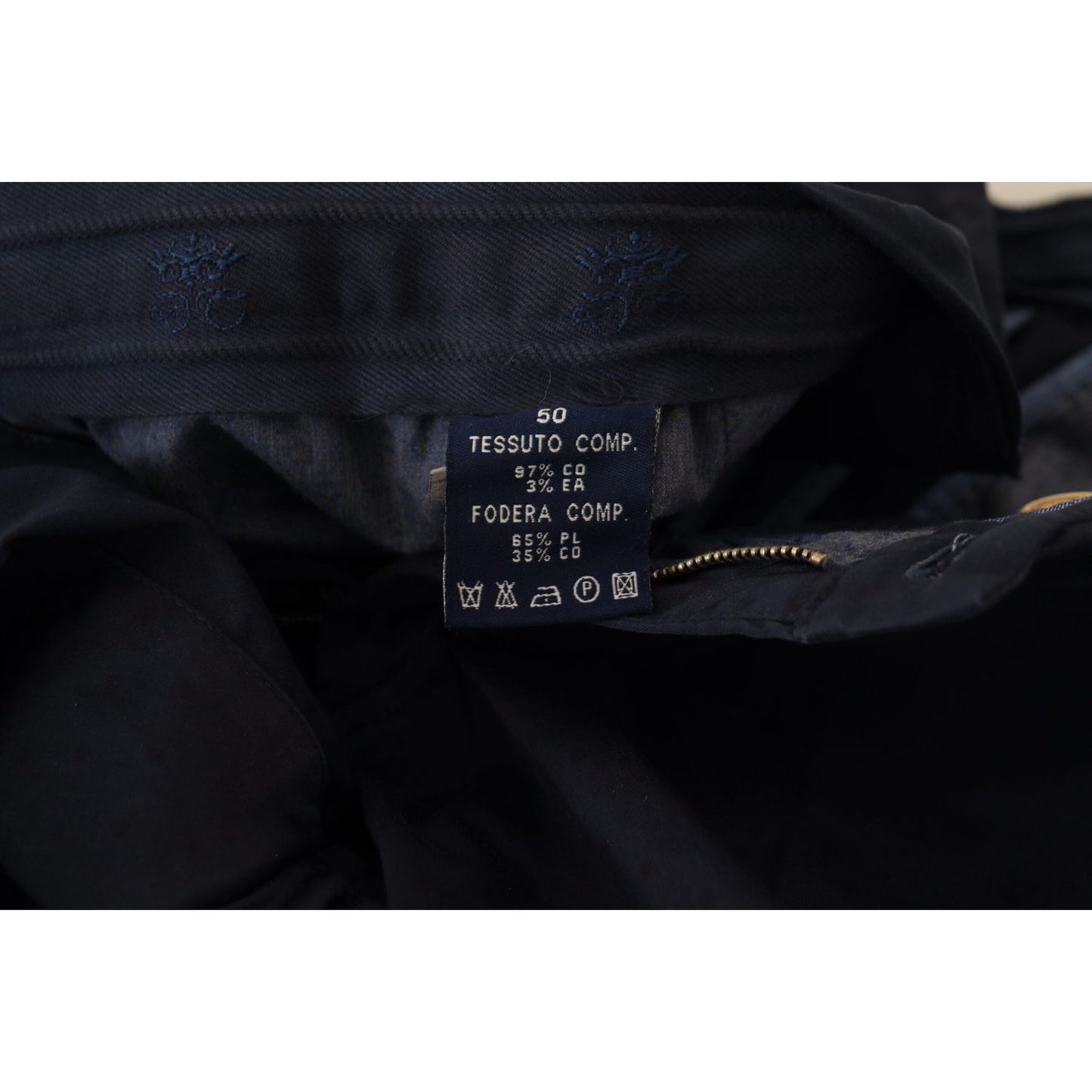 Domenico Tagliente Dark Blue Cotton Skinny Men Pants PAN74076 - 46