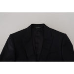 Dolce & Gabbana Black Wool Formal Coat Martini Blazer KOS2133- 44