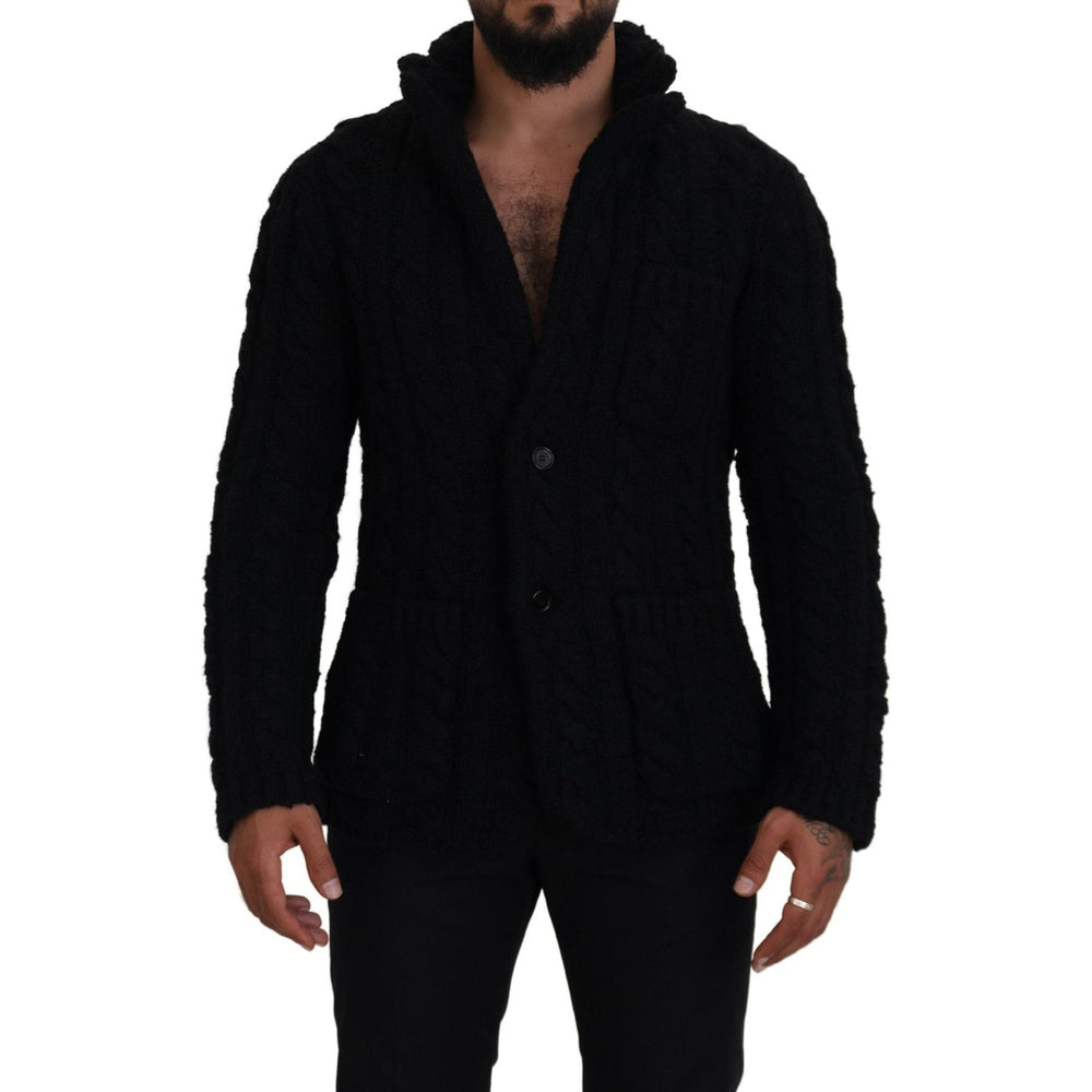 Dolce & Gabbana Black Wool Knit Button Cardigan Sweater TSH83649 - 44