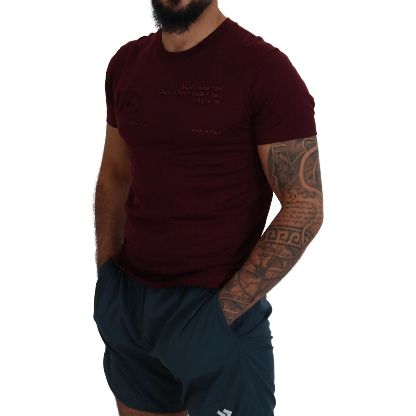 Dolce & Gabbana Maroon Printed Short Sleeves Men T-shirt TSH83682 - 42