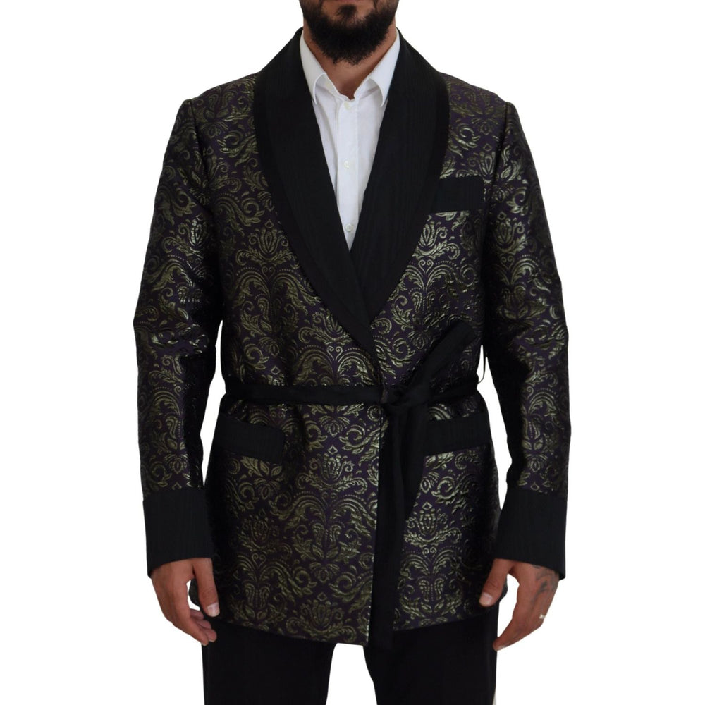 Dolce & Gabbana Gold Purple Baroque Jacket Blazer Robe KOS2114- 48