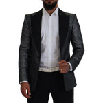 Dolce & Gabbana Black Silver Jacquard Slim Fit Jacket Blazer KOS2115-46