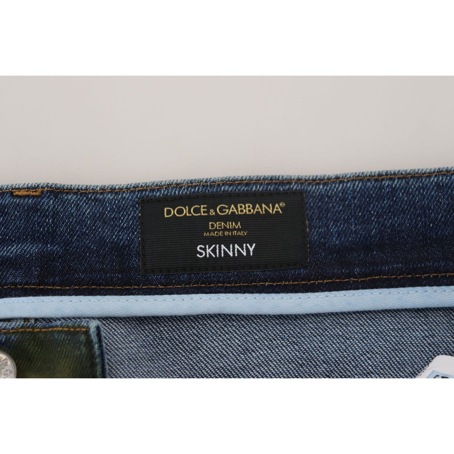 Dolce & Gabbana Blue Green Skinny Cotton Denim Jeans PAN74547- 44