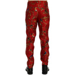 Dolce & Gabbana Red Silk Bird Print Dress Pants SIG60444-6