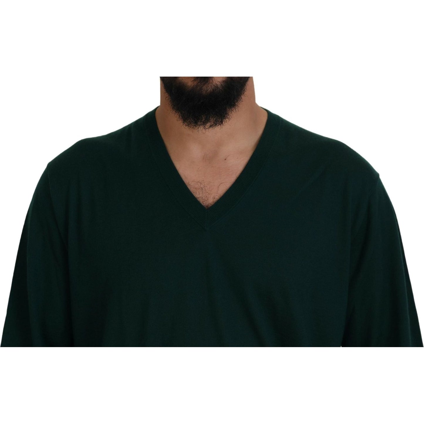 Dolce & Gabbana Green Cashmere V-neck Pullover Sweater TSH83669- 44