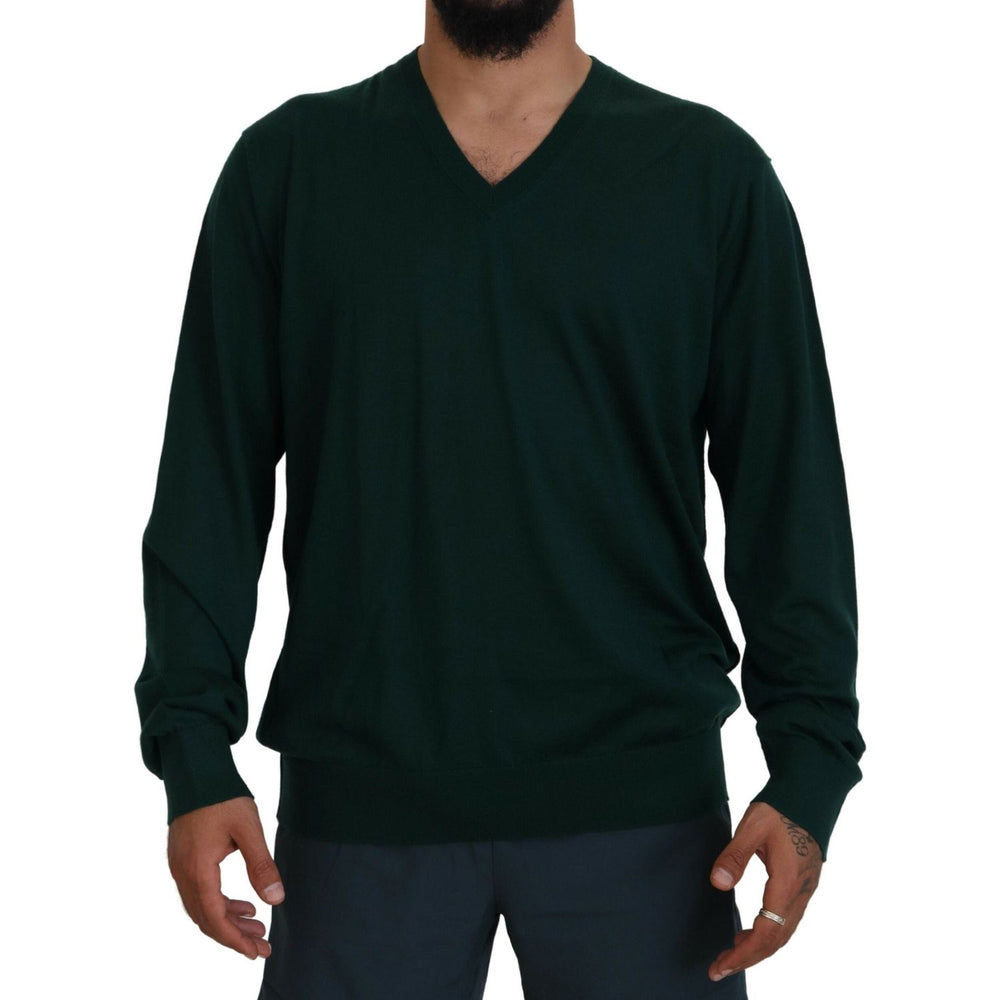 Dolce & Gabbana Green Cashmere V-neck Pullover Sweater TSH83669- 44