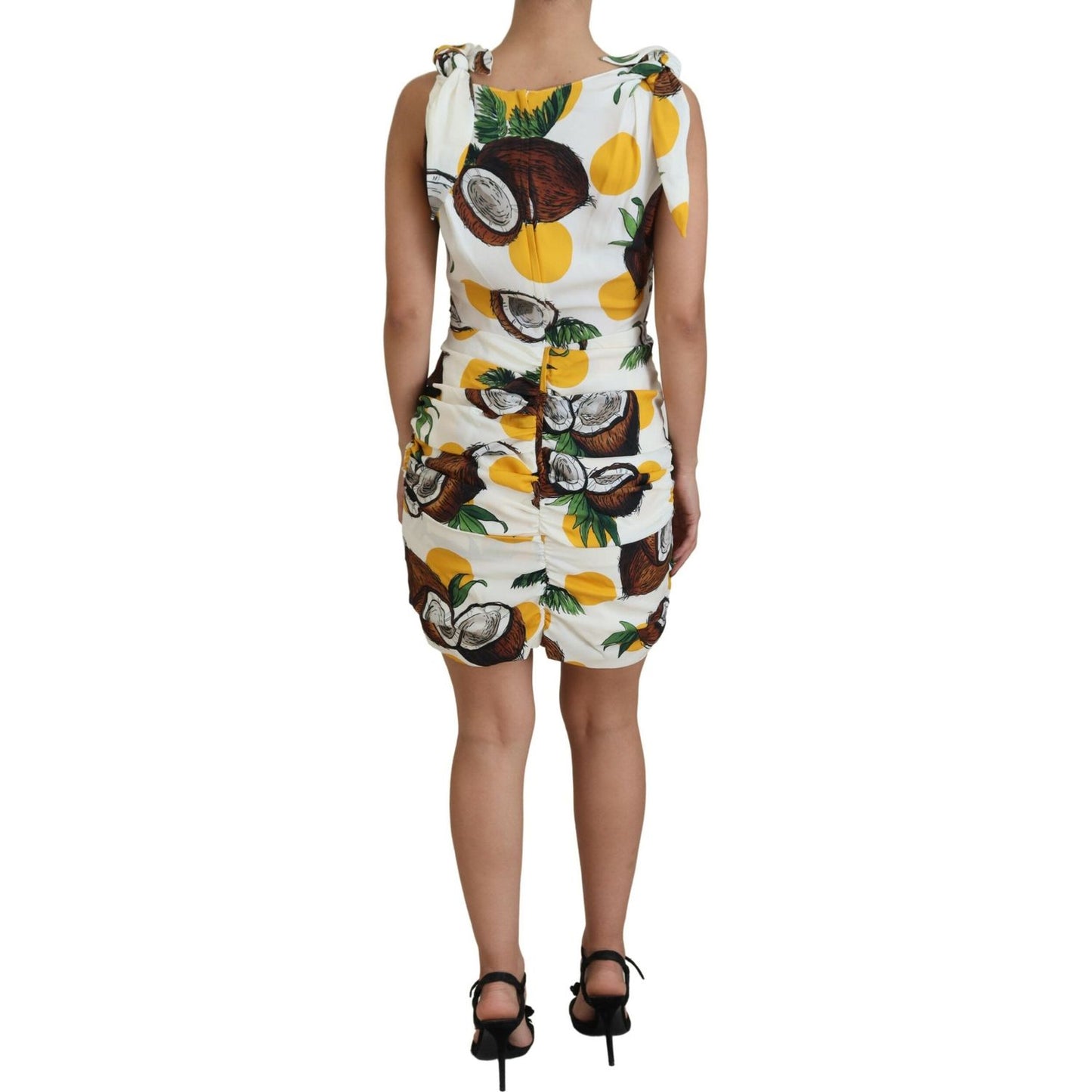 Dolce & Gabbana White Coconut Print Sheath Mini Silk Dress DR28729-44
