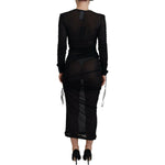 Dolce & Gabbana Black Viscose Bodycon Sheath Midi Dress DR28892-36