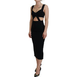 Dolce & Gabbana Black Viscose Bodycon Sheath Midi Dress DR28893-40