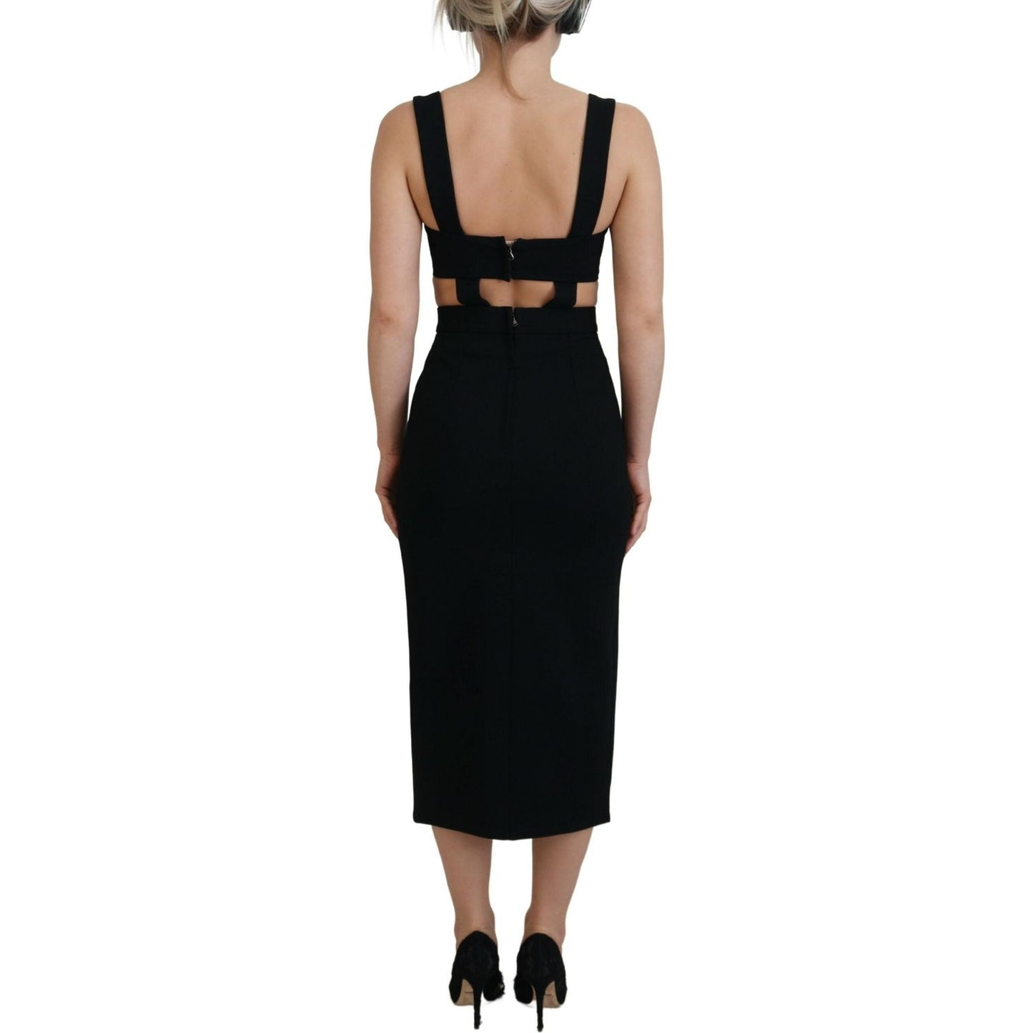 Dolce & Gabbana Black Viscose Bodycon Sheath Midi Dress DR28893-40