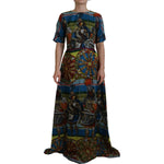 Dolce & Gabbana Multicolor Sicily Silk A-line Long Gown Dress DR28908-40