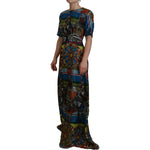 Dolce & Gabbana Multicolor Sicily Silk A-line Long Gown Dress DR28908-40