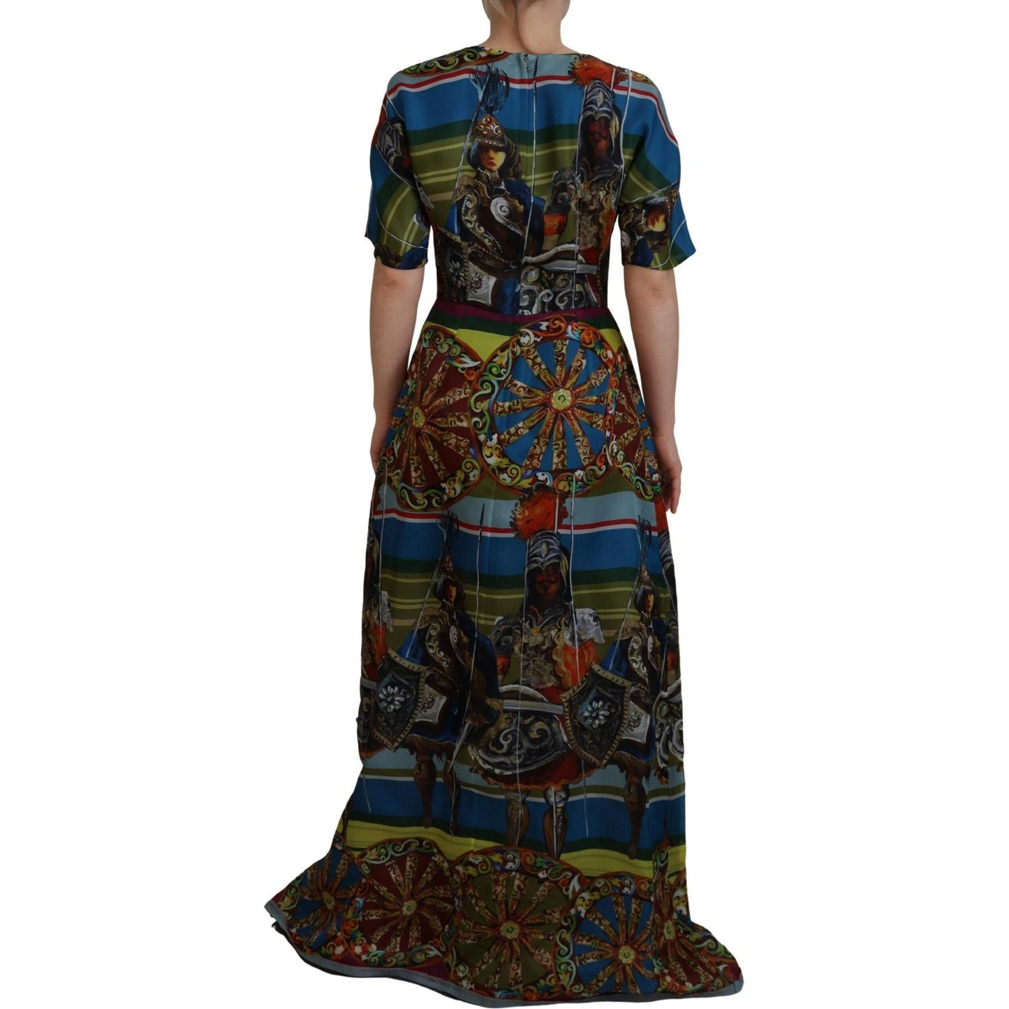Dolce & Gabbana Multicolor Sicily Silk A-line Long Gown Dress DR28908-40