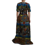Dolce & Gabbana Multicolor Sicily Silk A-line Long Gown Dress DR28908-40