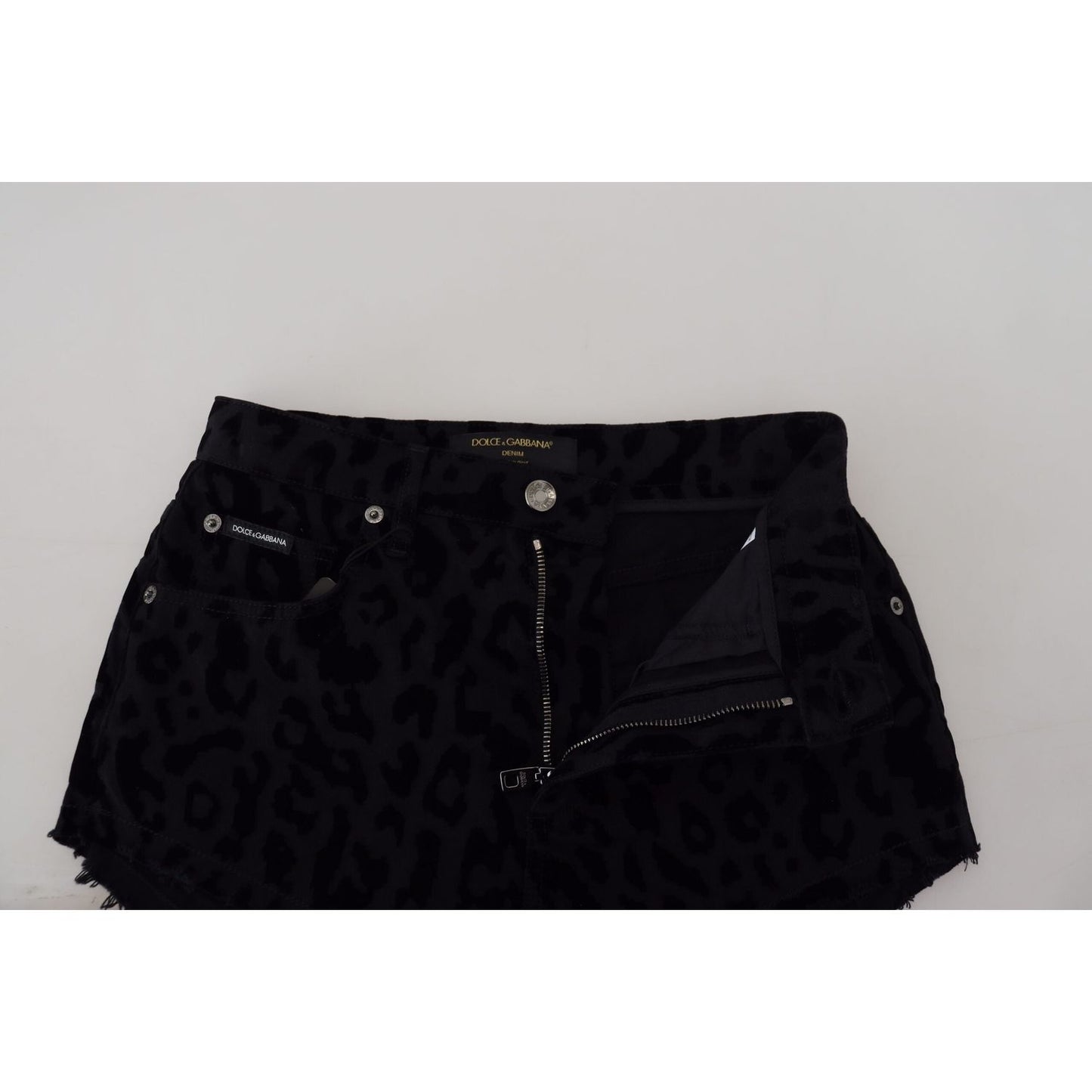 Dolce & Gabbana Black Denim Cotton Stretch Hot Pants Shorts SKI1871- 40
