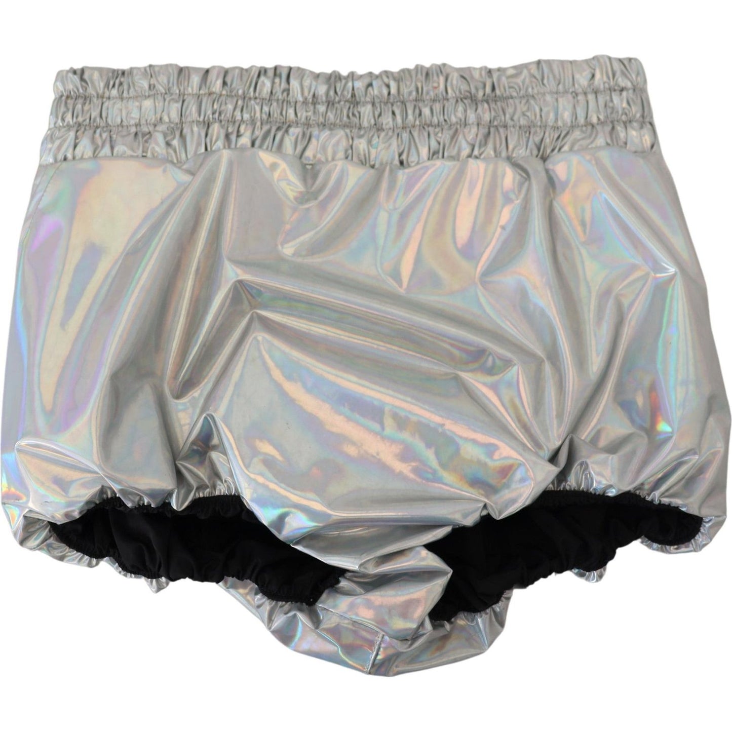 Dolce & Gabbana Silver Holographic High Waist Hot Pants Shorts SKI1874- 40