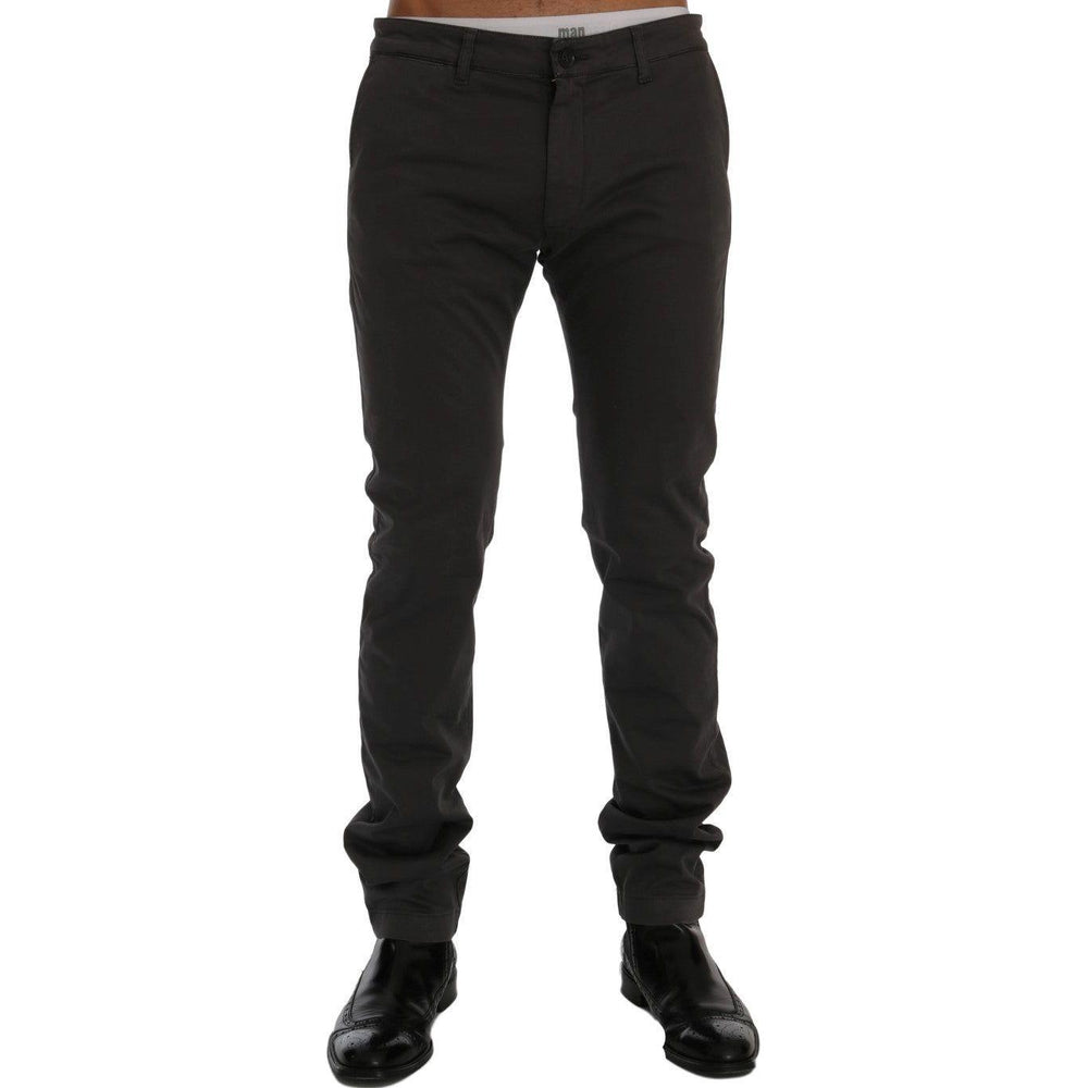 GF Ferre Gray Cotton Stretch Chinos Pants SIG60484-1