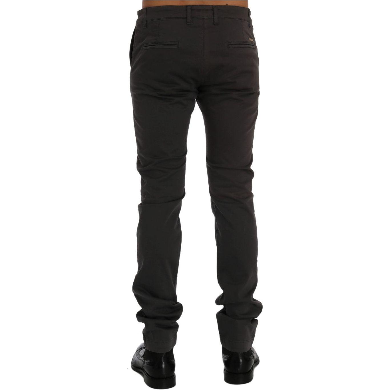 GF Ferre Gray Cotton Stretch Chinos Pants SIG60484-1