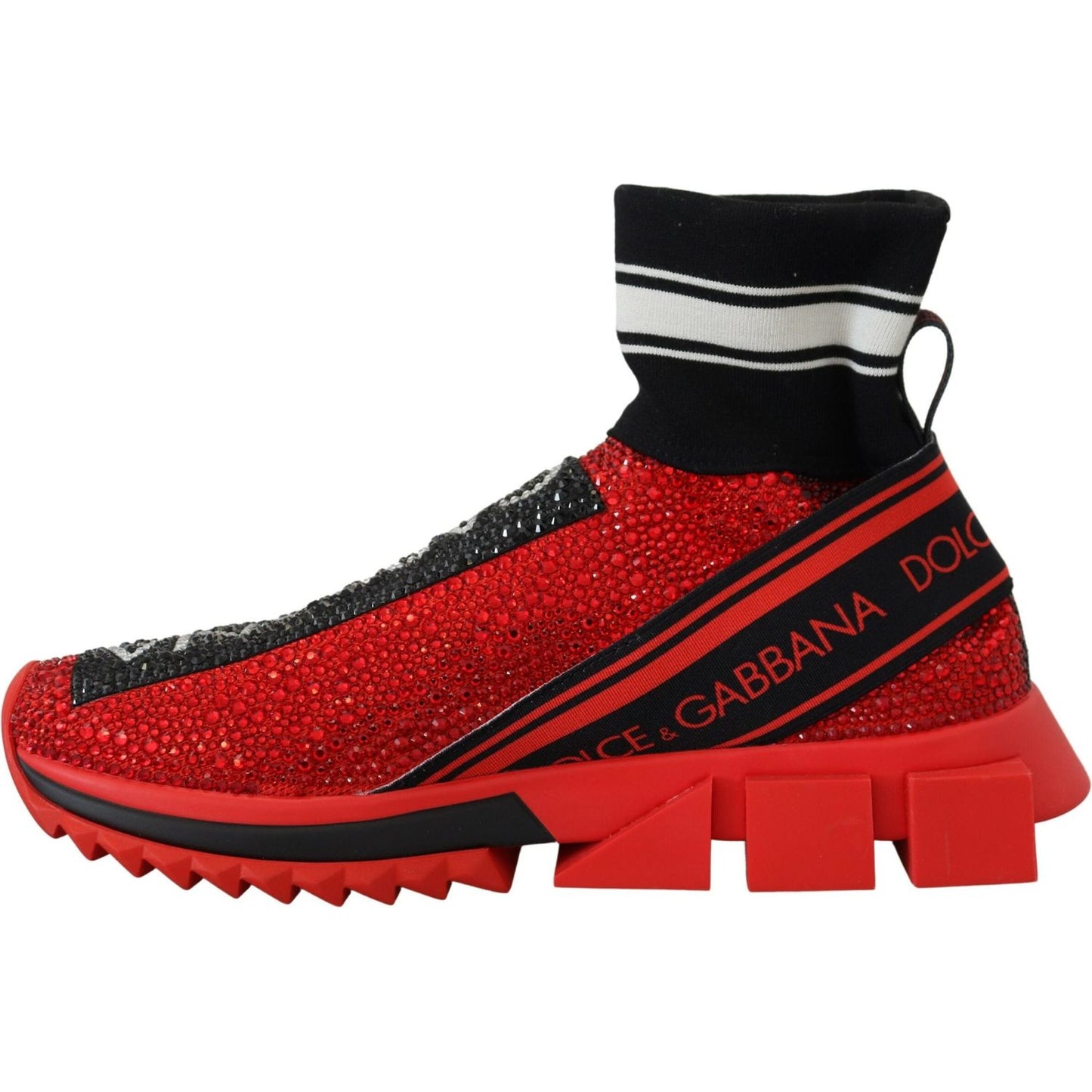 Dolce & Gabbana Red Bling Sorrento Sneakers Socks Shoes LA10189- 35