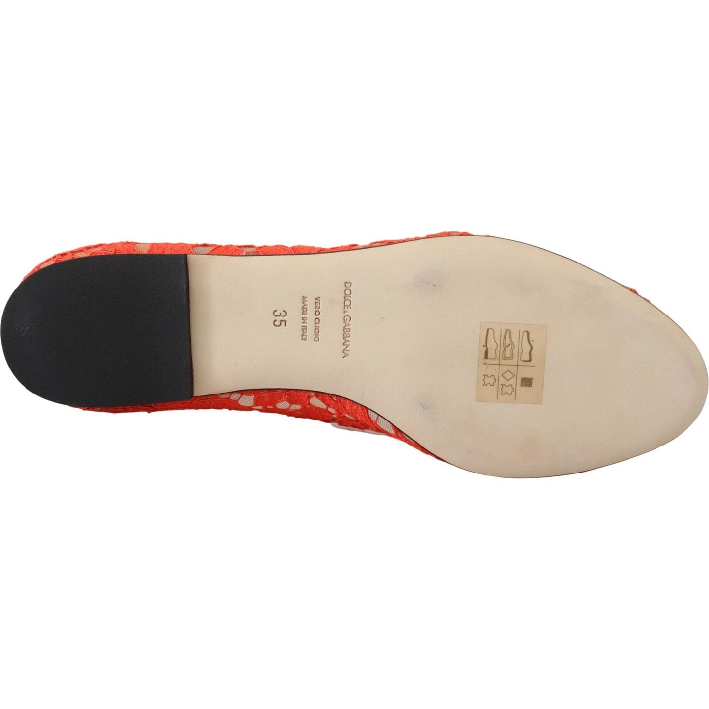 Dolce & Gabbana Red Taormina Lace Crystals Ballet Flats Shoes LA10177- 35