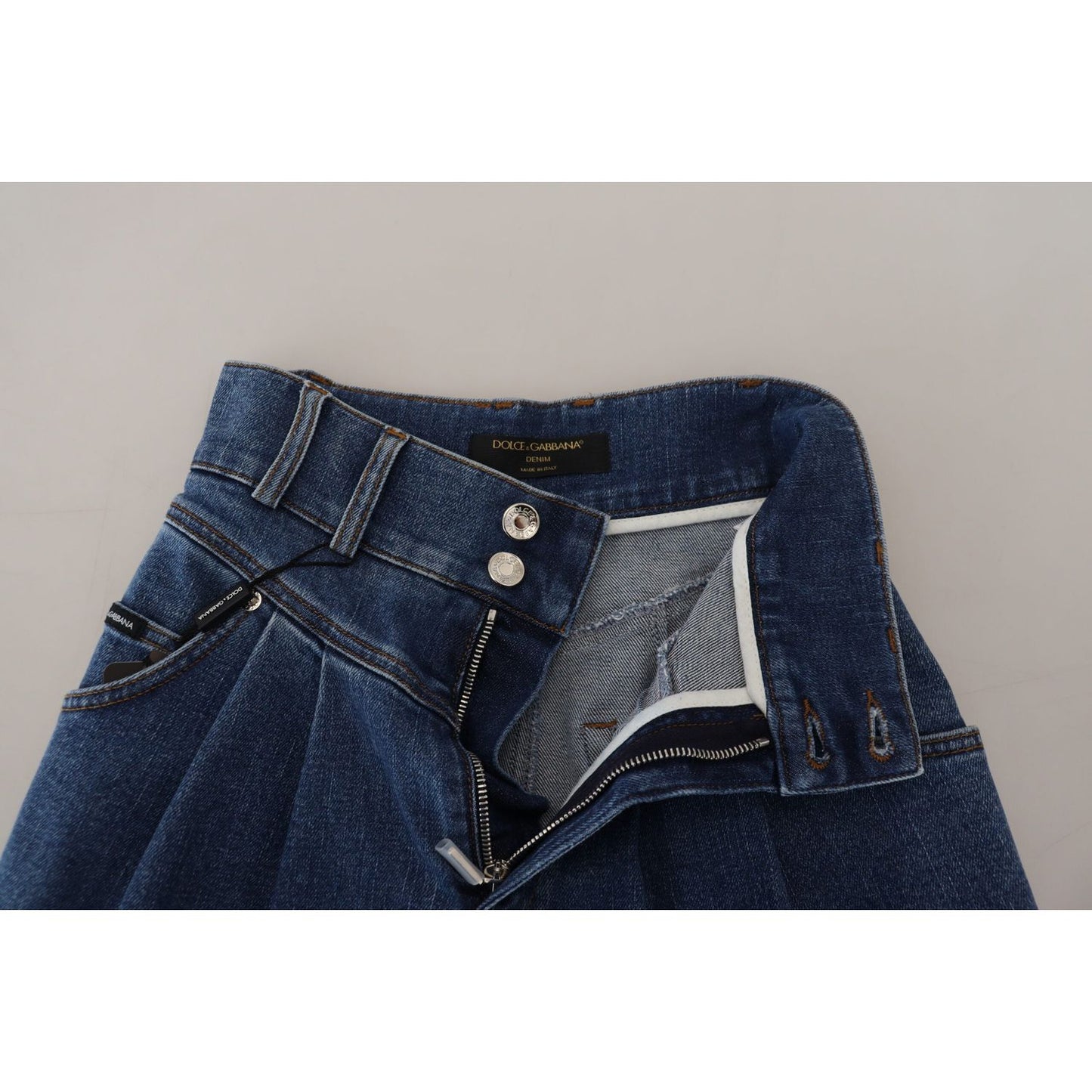 Dolce & Gabbana Blue High Waist Denim Cotton Stretch Jeans PAN74231-36
