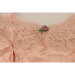Dolce & Gabbana Pink Satin Lace Roses Tank Top Lingerie TSH8066- 36