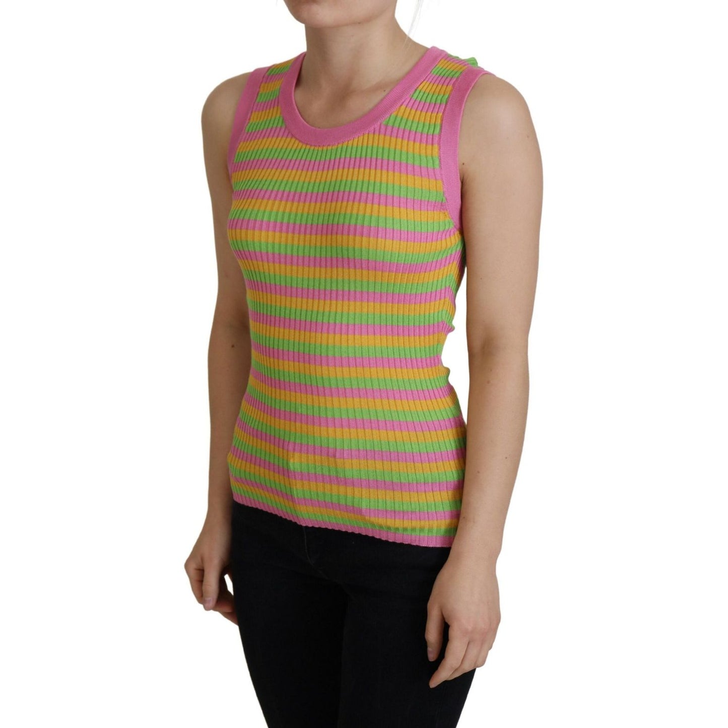Dolce & Gabbana Multicolor Silk Vest Pullover Tank Top TSH8073- 36