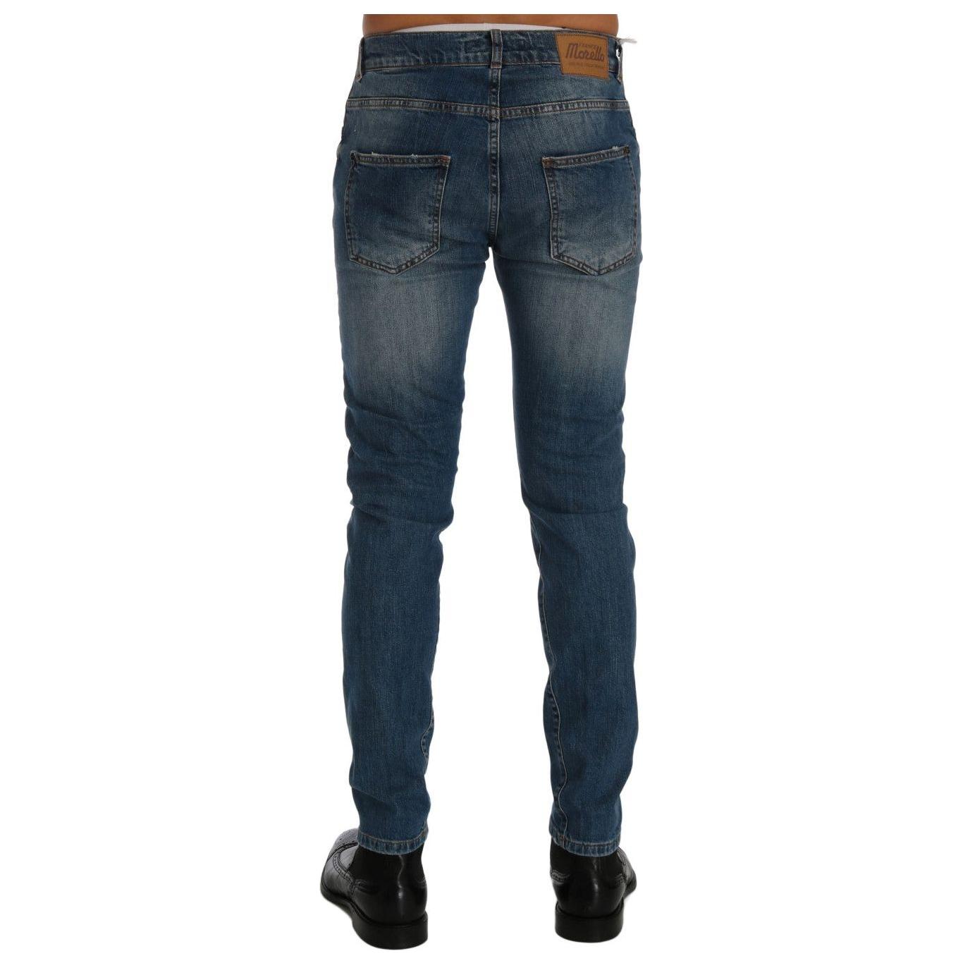 Frankie Morello Blue Wash Torn Dunfermile Slim Fit Jeans SIG60491-8