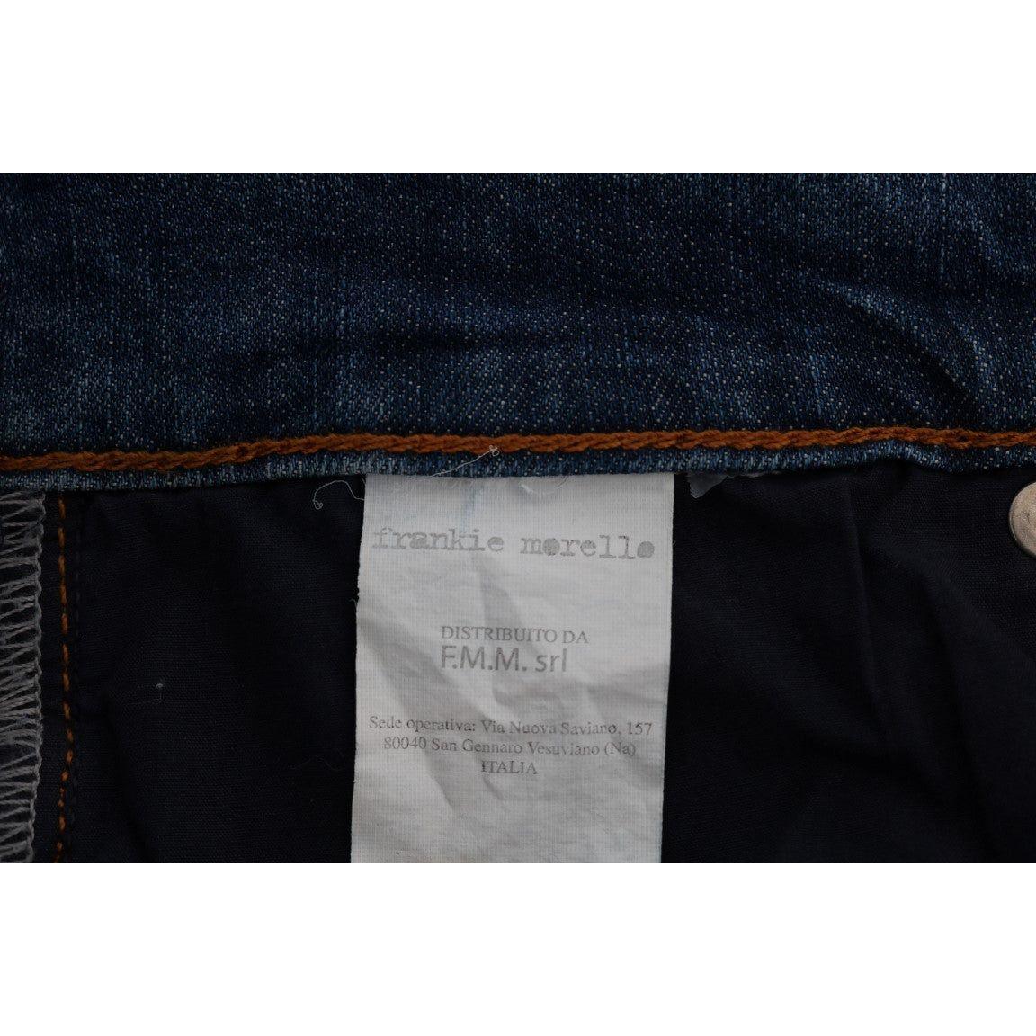 Frankie Morello Blue Wash Torn Dunfermile Slim Fit Jeans SIG60491-8
