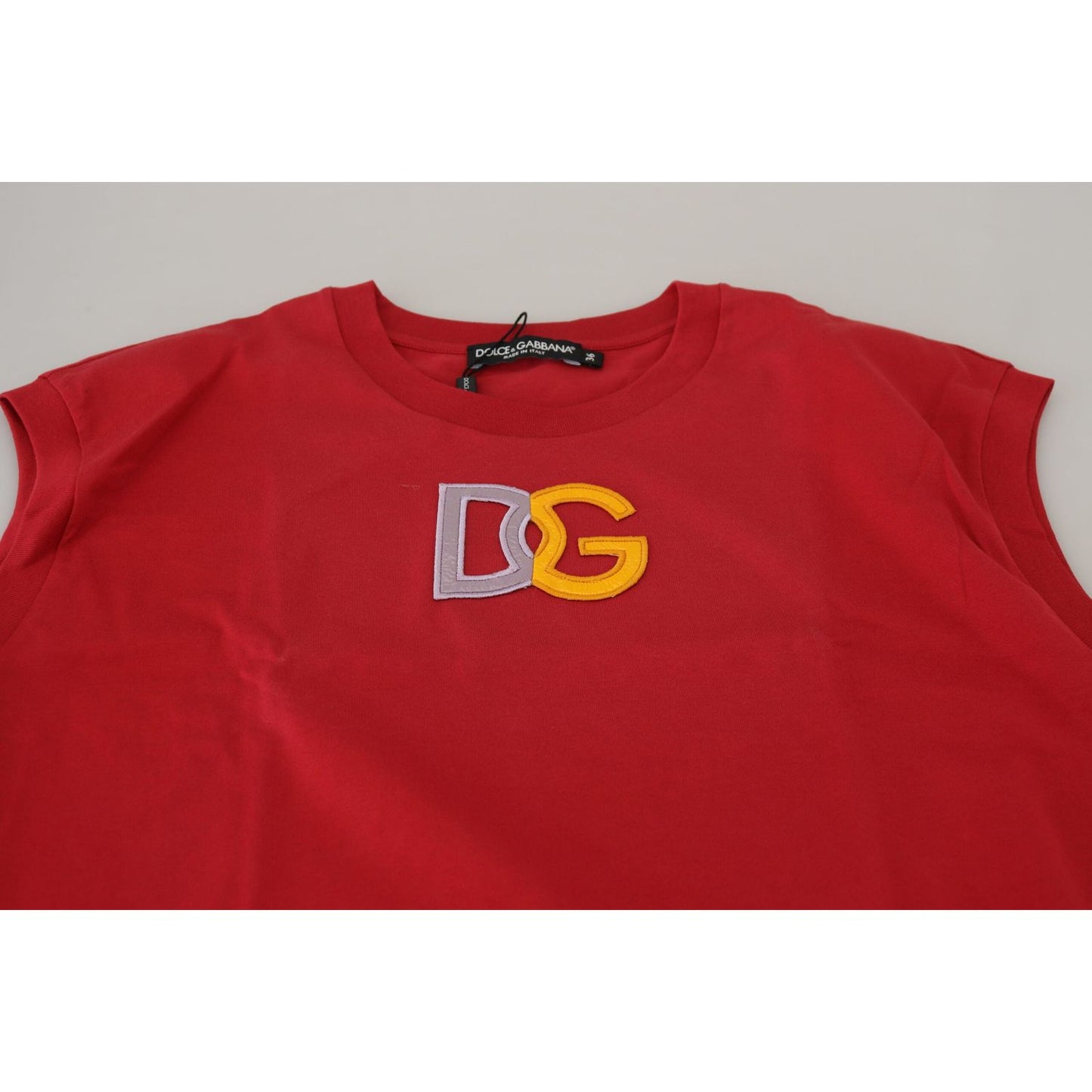 Dolce & Gabbana Red Cotton DG Logo Tank Top T-shirt TSH83147- 36