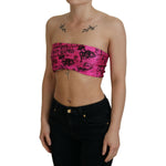 John Galliano Pink Newspaper Print Bra Cropped Blouse TSH83272- XS