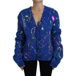 Dolce & Gabbana Blue Color Splash Mohair Cardigan Sweater TSH83692- 40