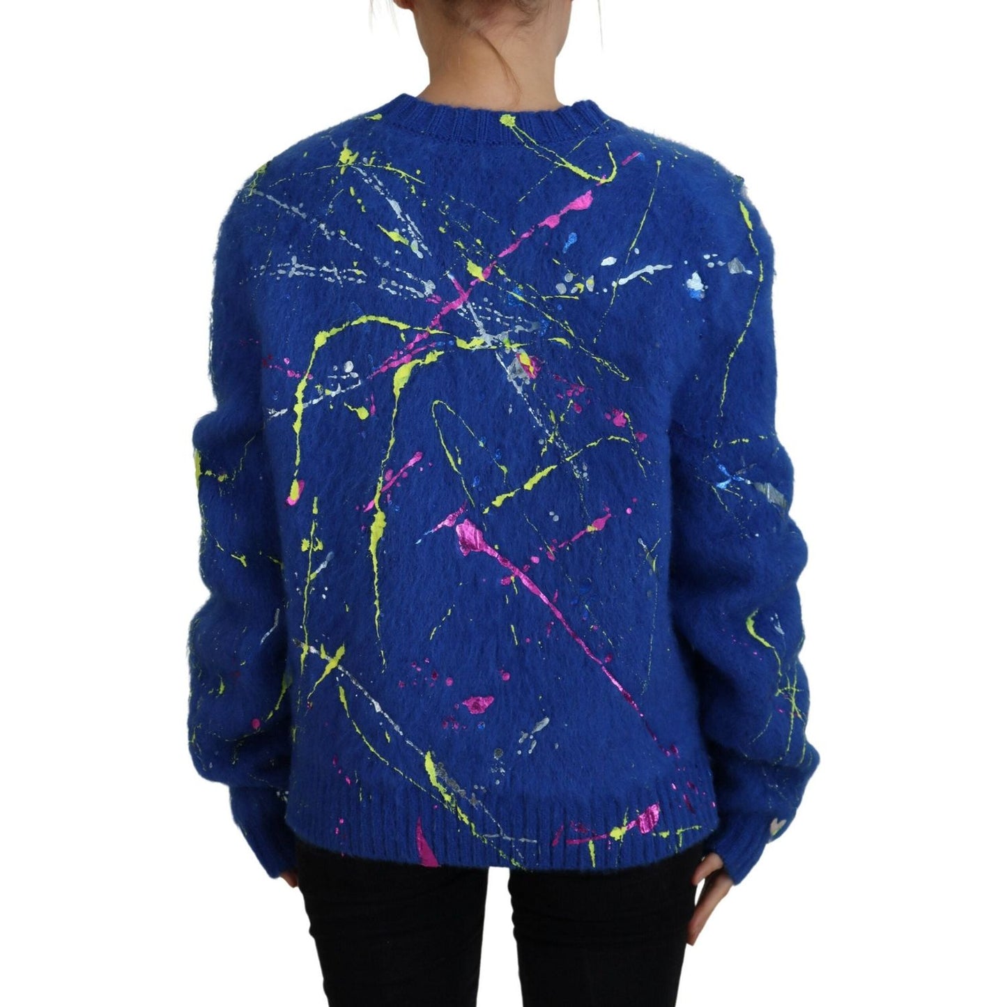 Dolce & Gabbana Blue Color Splash Mohair Cardigan Sweater TSH83692- 40