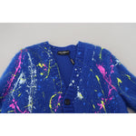 Dolce & Gabbana Blue Color Splash Mohair Cardigan Sweater TSH83692- 40