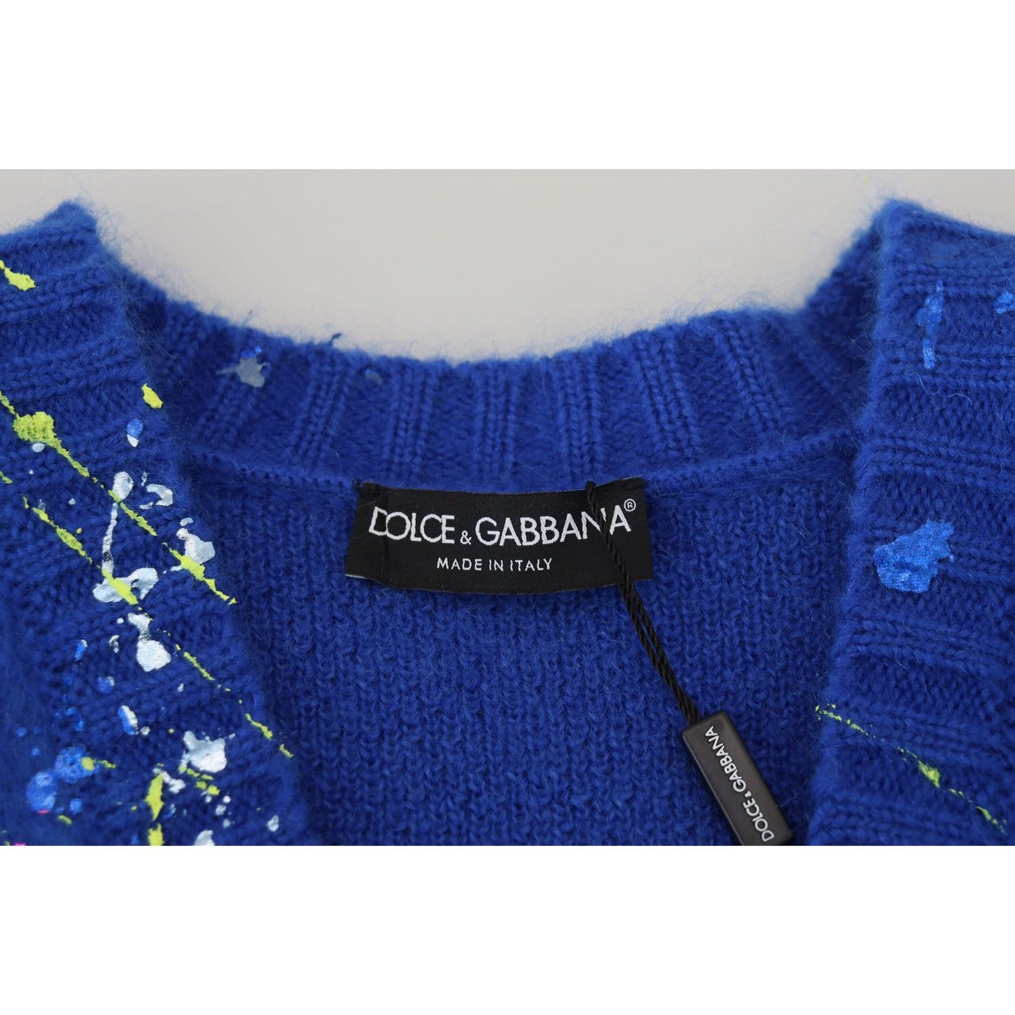 Dolce & Gabbana Blue Color Splash Mohair Cardigan Sweater TSH83692- 40