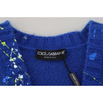 Dolce & Gabbana Blue Color Splash Mohair Cardigan Sweater TSH83692- 40