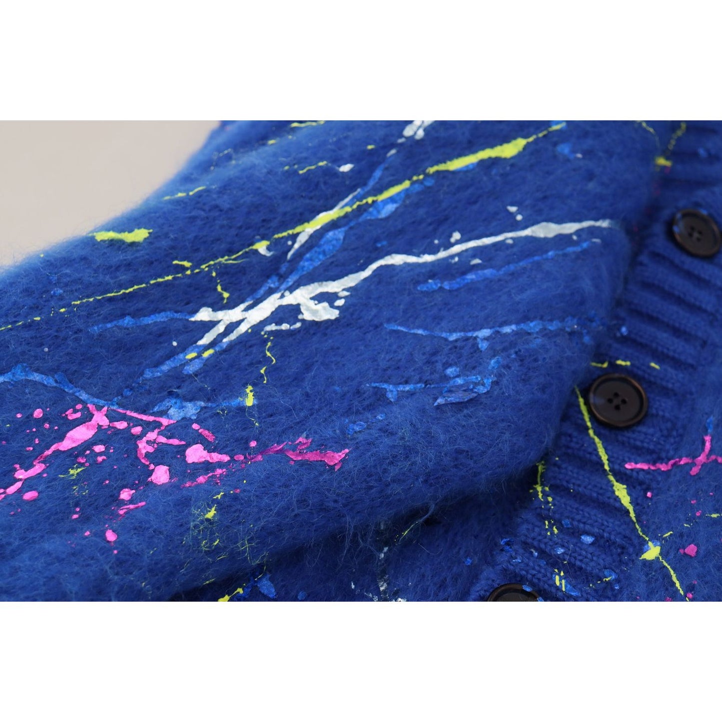 Dolce & Gabbana Blue Color Splash Mohair Cardigan Sweater TSH83692- 40